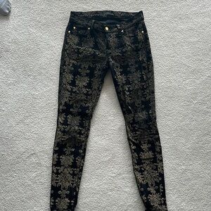7 for all mankind velvet Black and Gold Patterned Pants